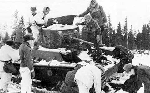 January 1940. Finns are acquainting with the captured tank