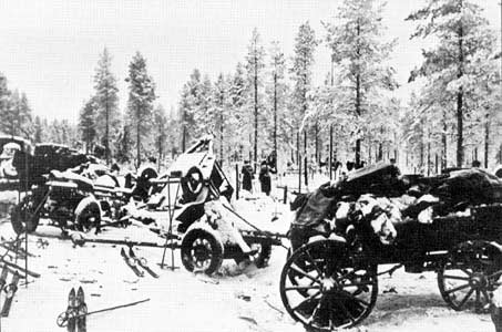 January 1940. The Soviet column destroyed on the Raate road