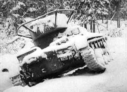 January 1940. Soviet T-26 tank on the Raate road