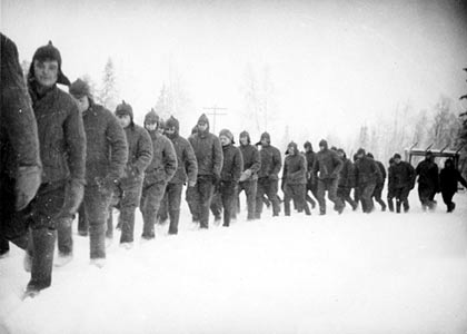 Tammikuu 1940. Vangittuja Puna-armeijan sotilaita