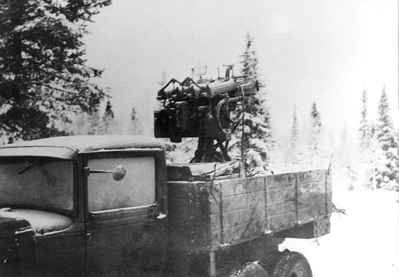 Январь 1940 года. Бывший на вооружении в Красной армии зенитный пулемет, так называемый «орган»